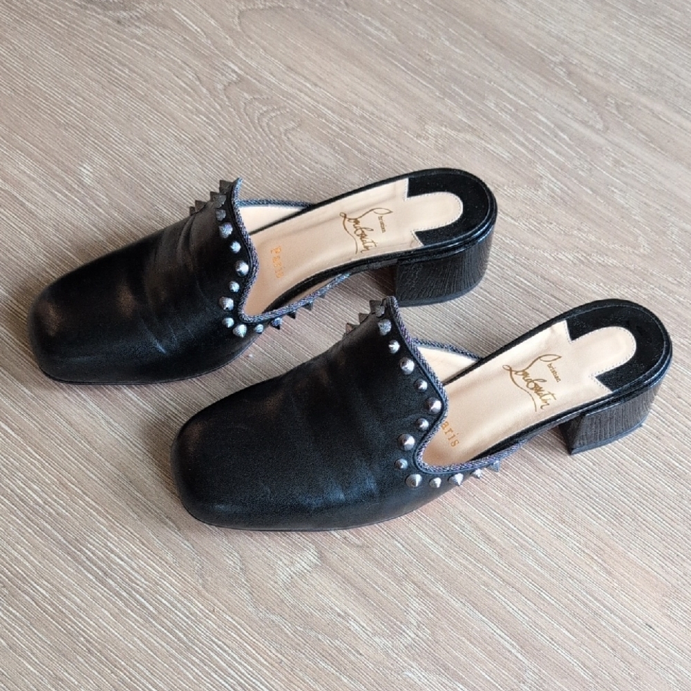 Christian Louboutin Black Studded Mules